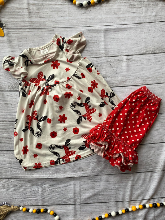 Red & White Cow Short Set